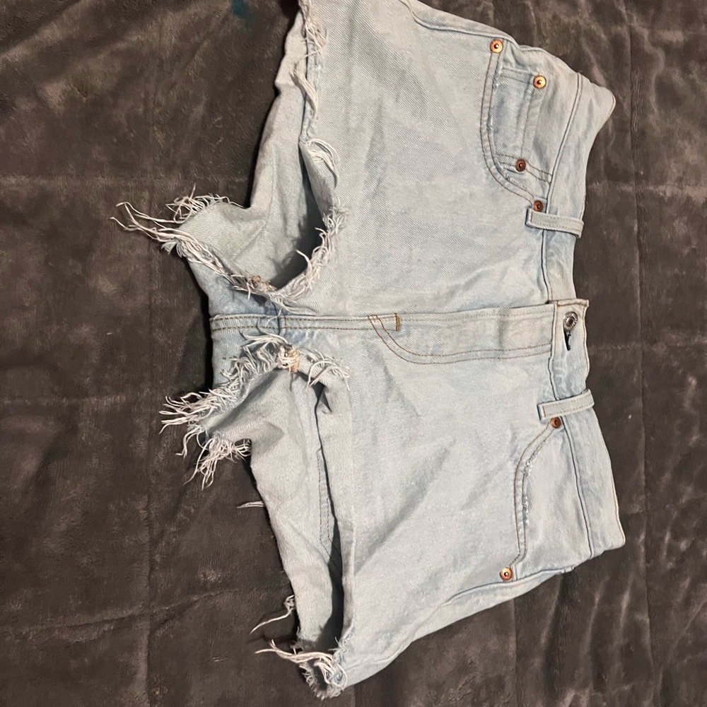 Levi's Light Blue Denim Shorts with Brown Patch